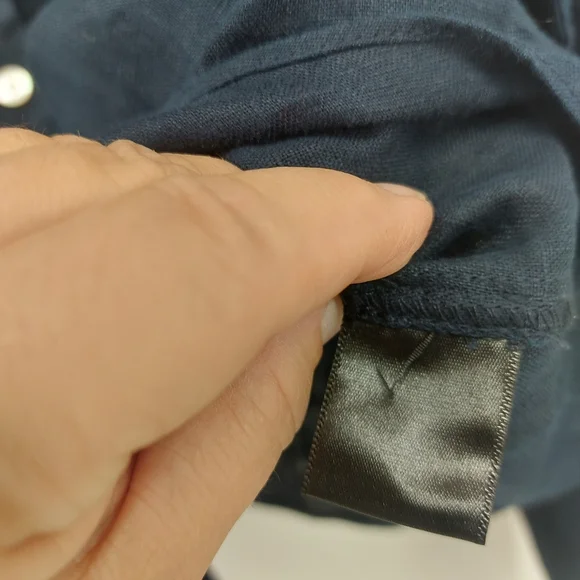 Tuckernuck Navy Linen Tie-Front Rebecca Shirt Size XS - Picture 4 of 5